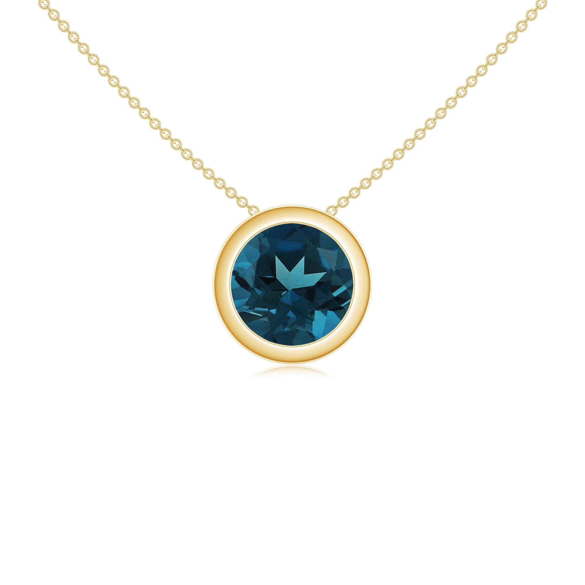 14K Yellow Gold Oval Blue Topaz and Diamond Halo Pendant Necklace | Shop  14k Yellow Gold Lusso Color Necklaces | Gabriel & Co